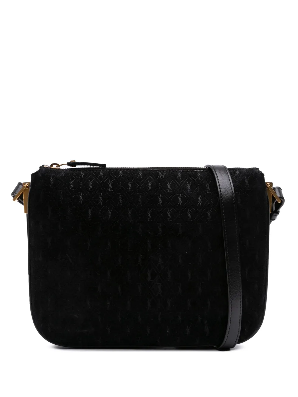 Saint Laurent Pre-Owned 2019 スエード オールオーバーモノグラム ショルダーバッグ - ブラック Saint Laurent Pre-Owned 2019 スエード オールオーバーモノグラム ショルダーバッグ - ブラック