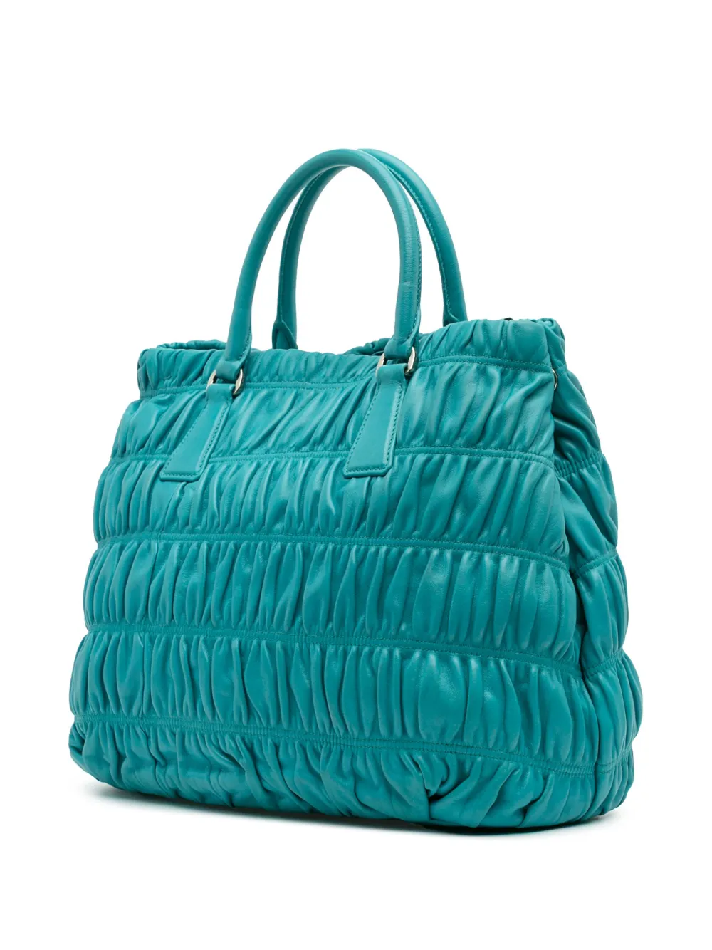 Pre-owned Prada 2012-2025 Nappa Gaufre Satchel In Blue