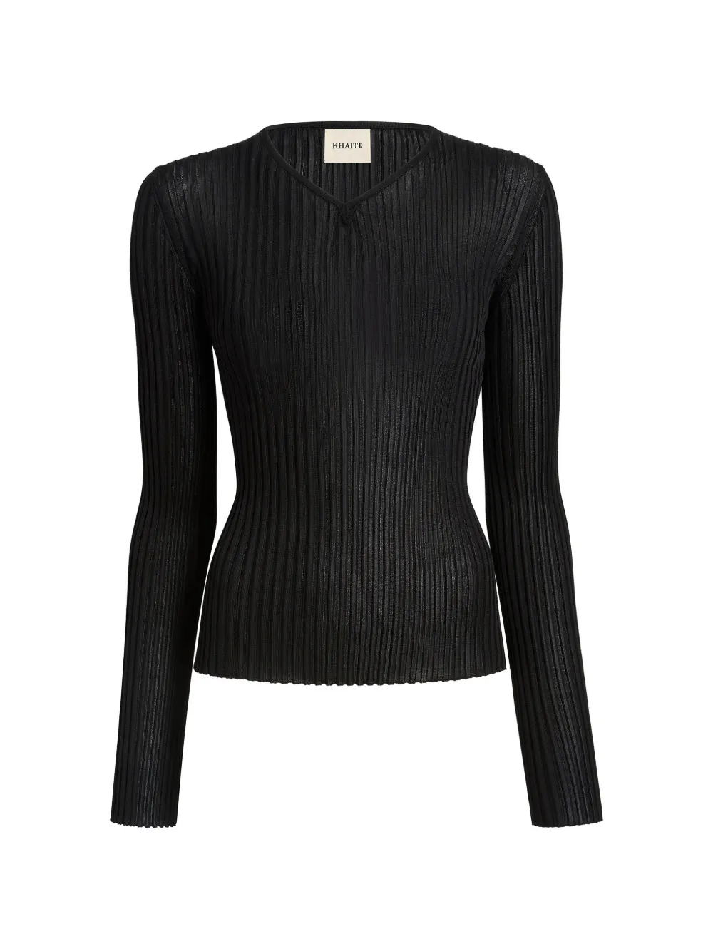 KHAITE Tia top met V-hals 200 BLACK