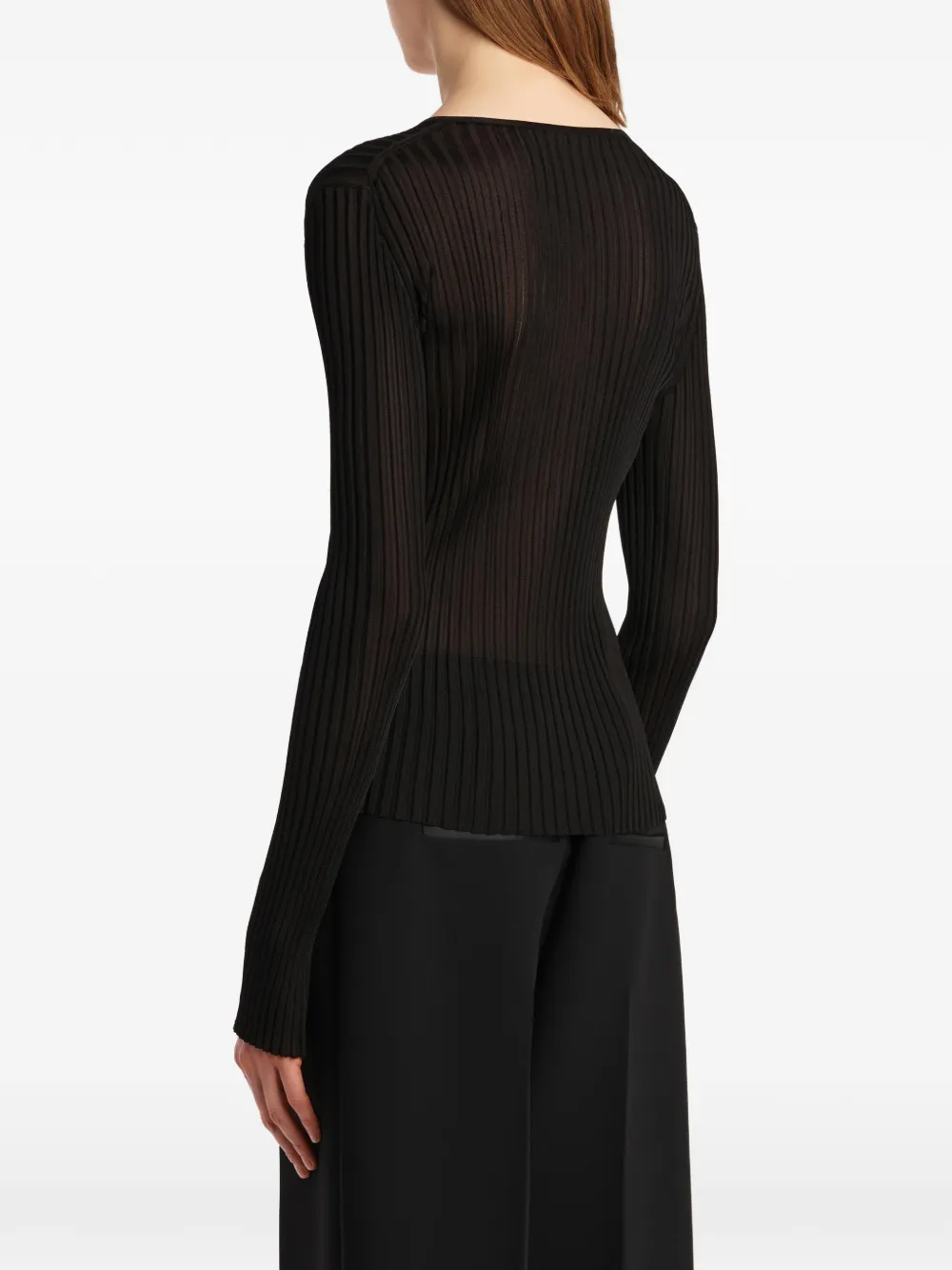 KHAITE Tia top met V-hals 200 BLACK