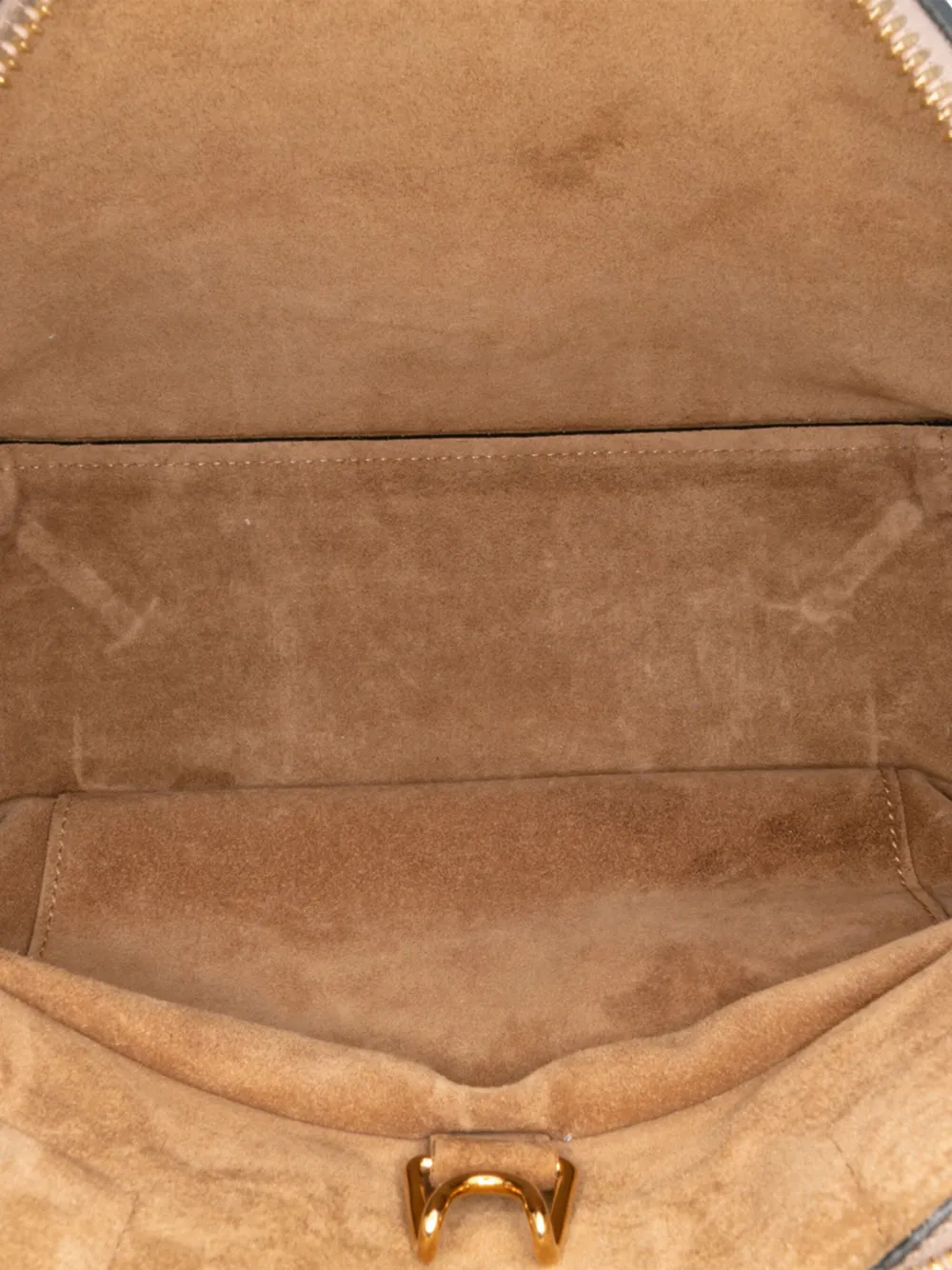 Pre-owned Loewe 2017 Anagram Leather Zipper Bag Satchel In Brown