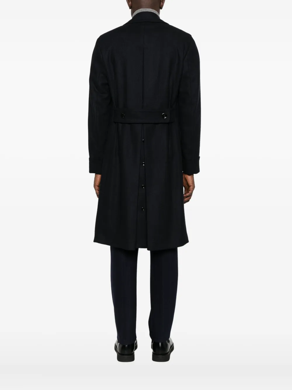 Lardini Double-breasted Wool Coat In Black