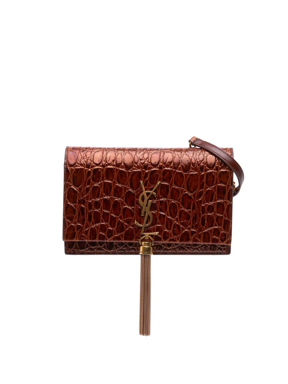 Saint Laurent Pre-Owned 2020 リザードエンボス モノグラム ケイト タッセル ウォレットオンチェーン Saint Laurent Pre-Owned 2020 リザードエンボス モノグラム ケイト タッセル ウォレットオンチェーン