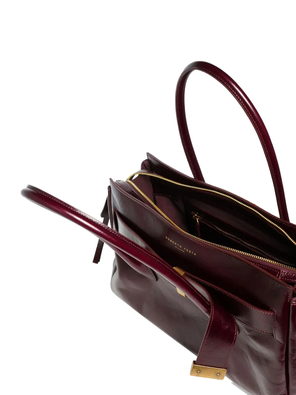 Roberto Festa Large Emeralda Leather Belt-buckle Shoulder Bag In Red