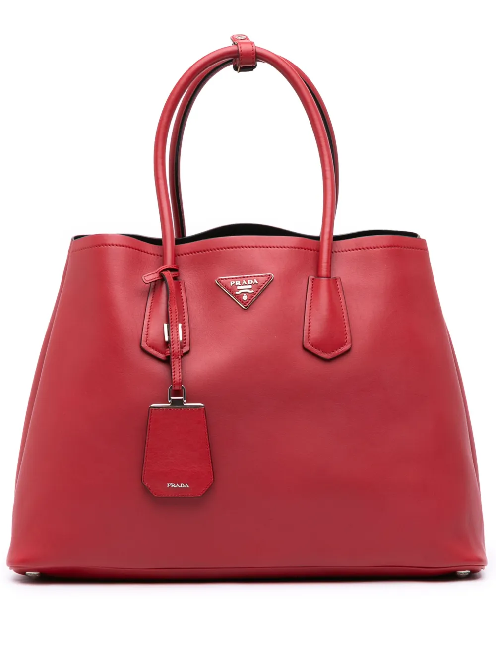 Prada Pre-Owned 2010-2025 ラージ シティカーフ ダブル サッチェルバッグ - レッド Prada Pre-Owned 2010-2025 ラージ シティカーフ ダブル サッチェルバッグ - レッド