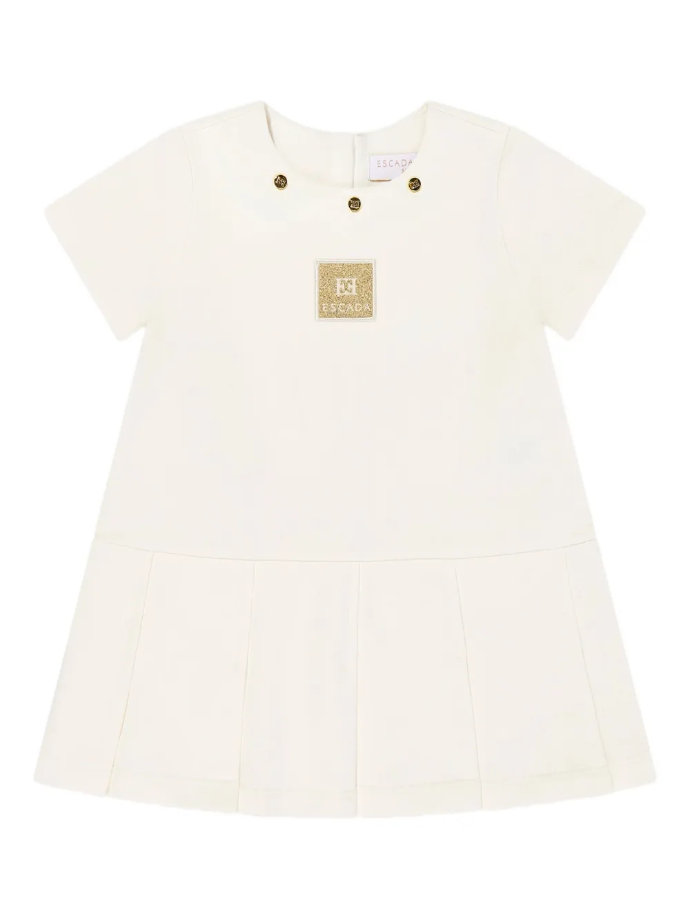 Escada Pleated Logo Dress In Neutral