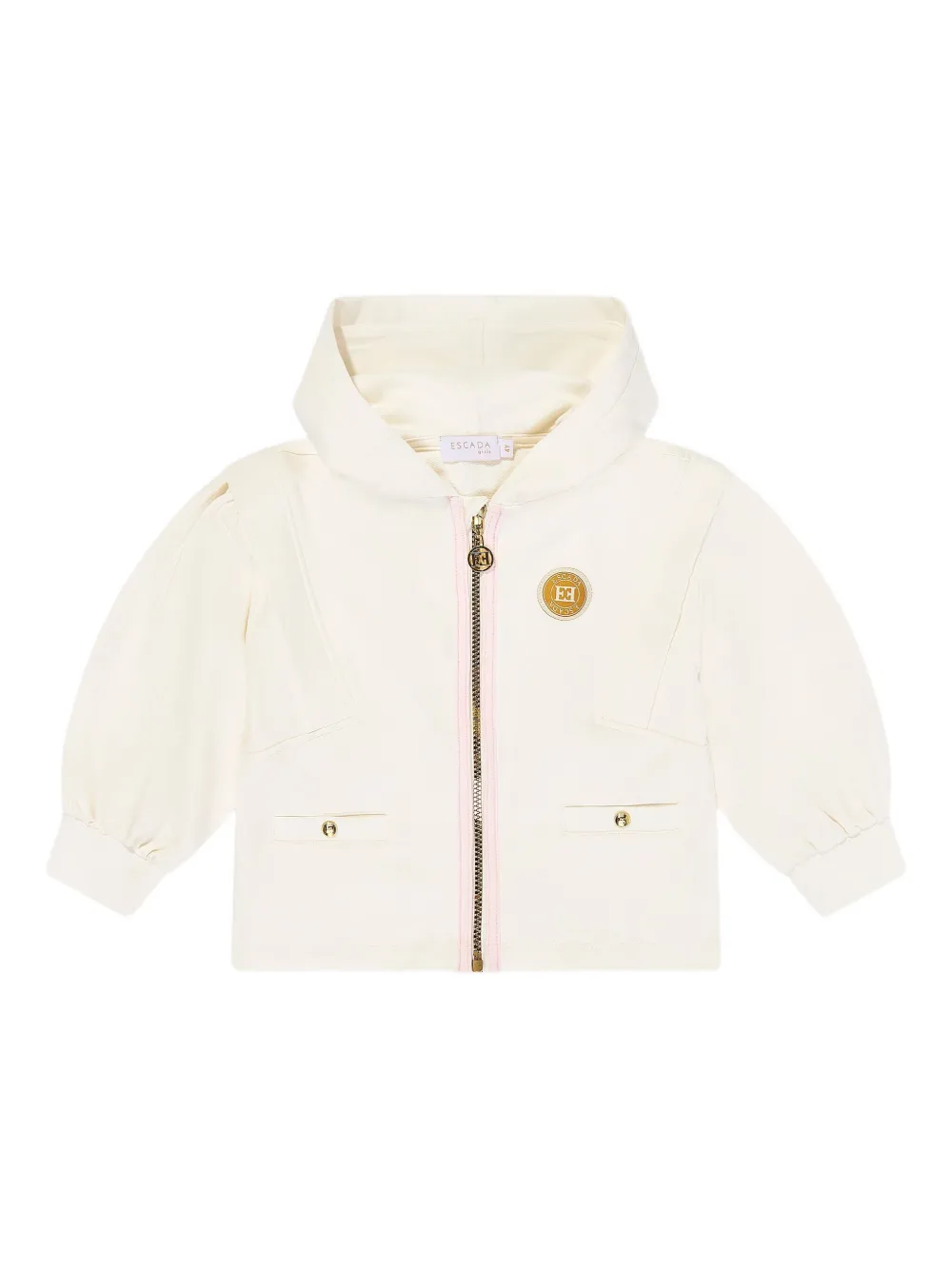 Escada Girls Logo Badge Zip Up Top In White