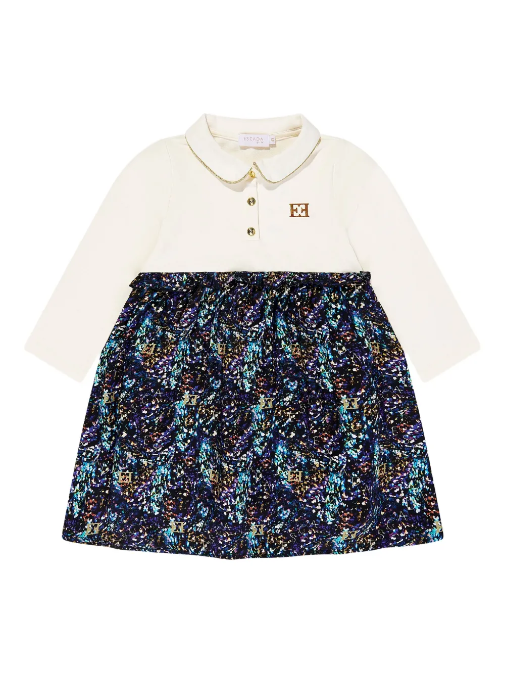 Escada Kids graphic-print polo-collar dress | White | Image 1