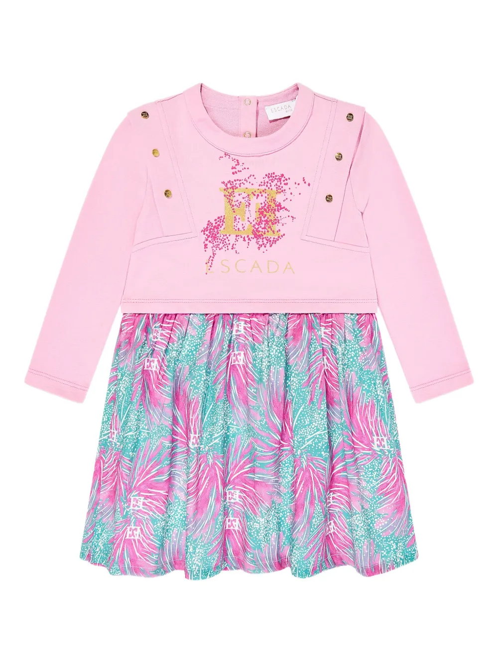 Escada Logo-print Floral-print Dress In Multi