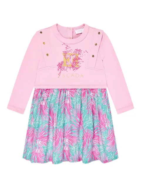 Escada Kids logo-print floral-print dress