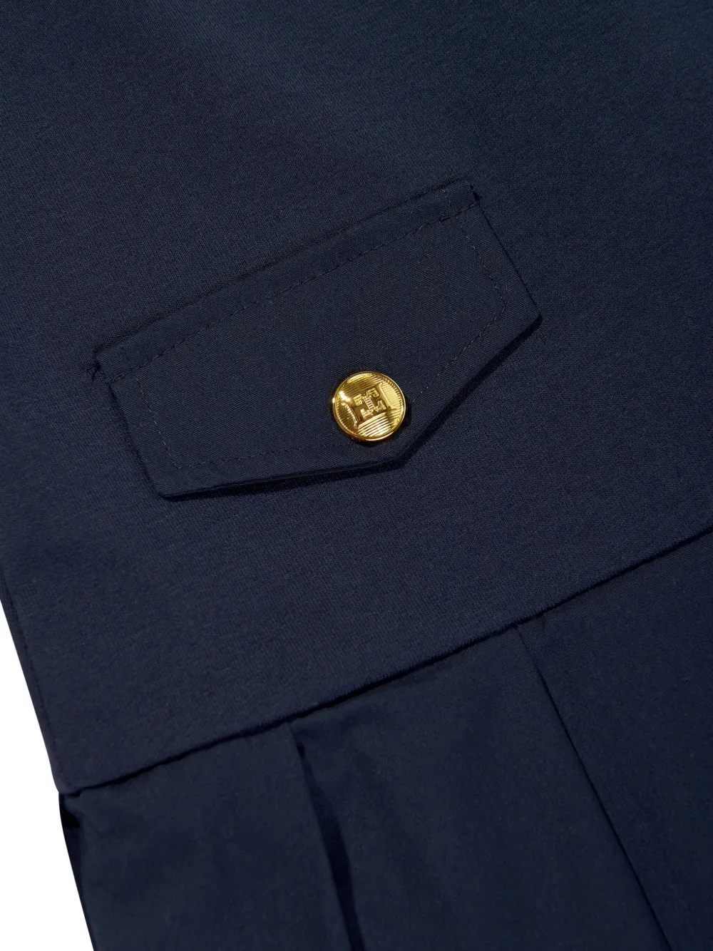 Escada Pleated Button Dress In Blue