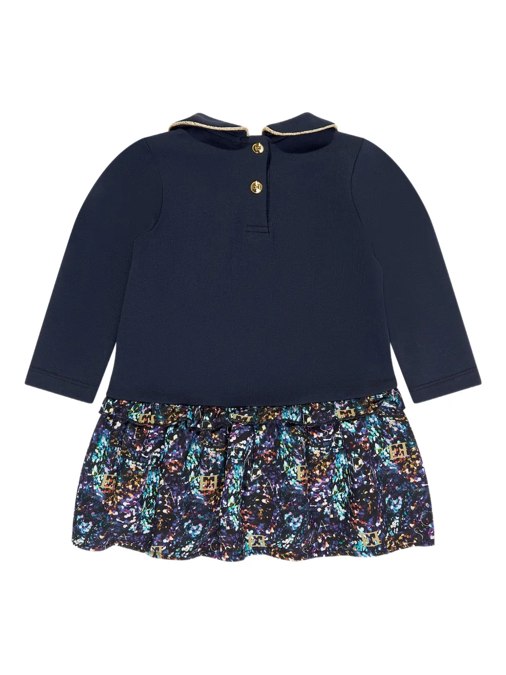Escada Kids graphic-print cotton dress - Blauw