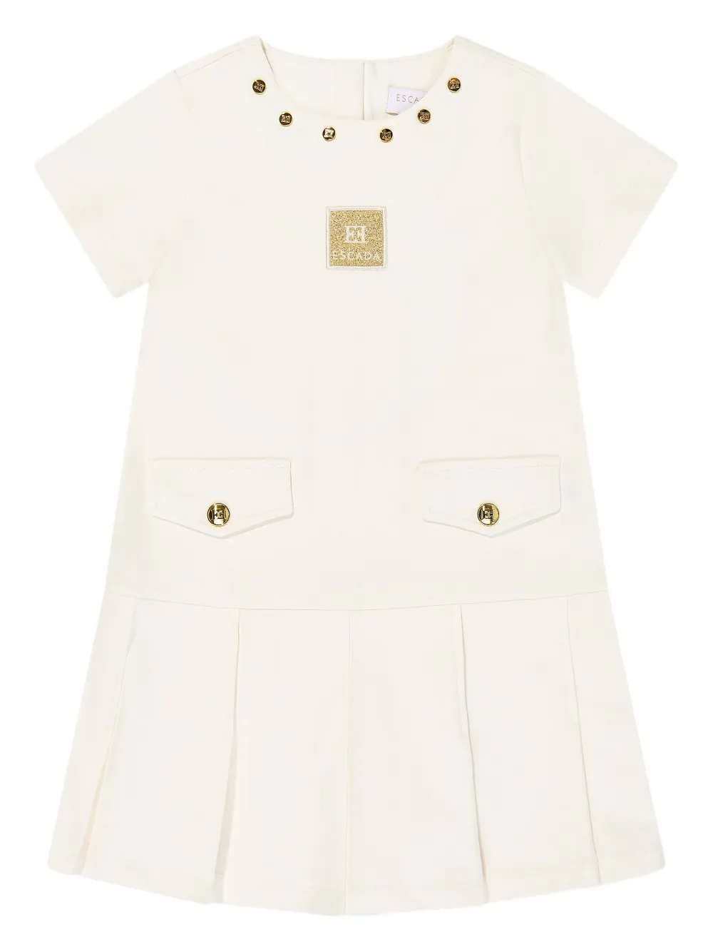 Escada Logo-patch Pleated Dress In Multi
