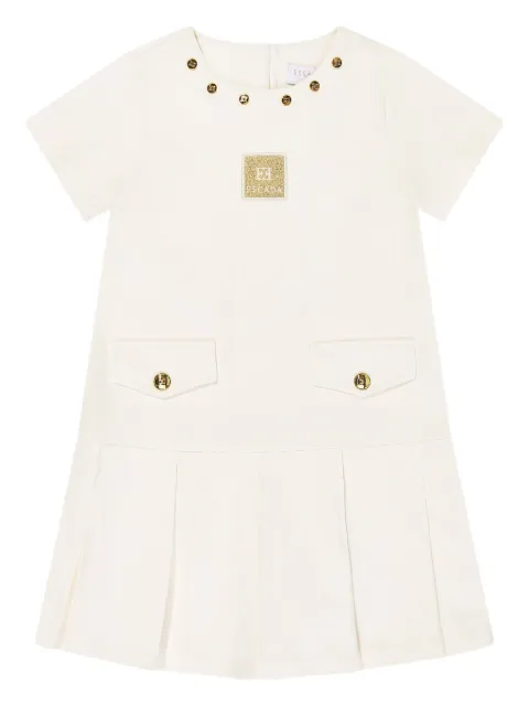 Escada Kids logo-patch pleated dress