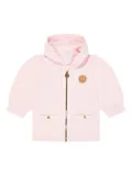Escada Kids logo-plaque zip-up hoodie - Pink