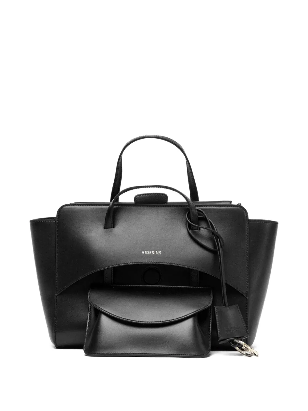 Hidesins Structured Leather Shoulder Bag Flap Design In Black