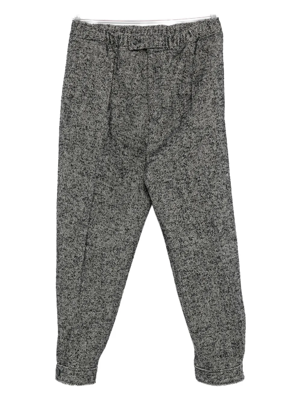 Lanvin Herringbone Elastic-cuff Trousers In Gray