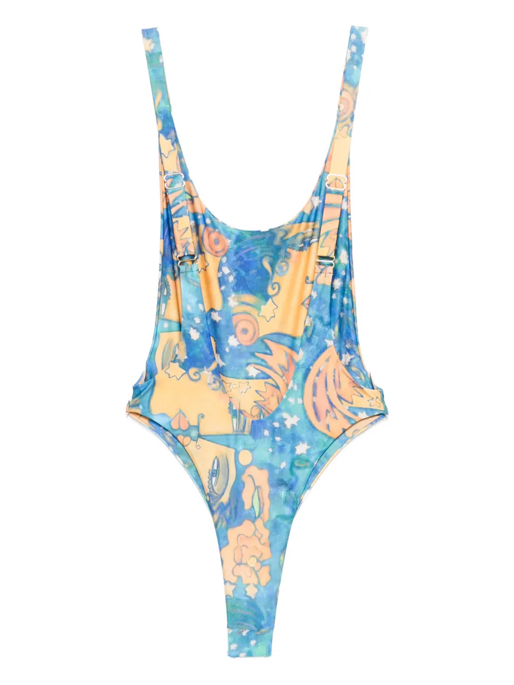 Donde Esteban El Beso Scoop-neck Swimsuit In Blue