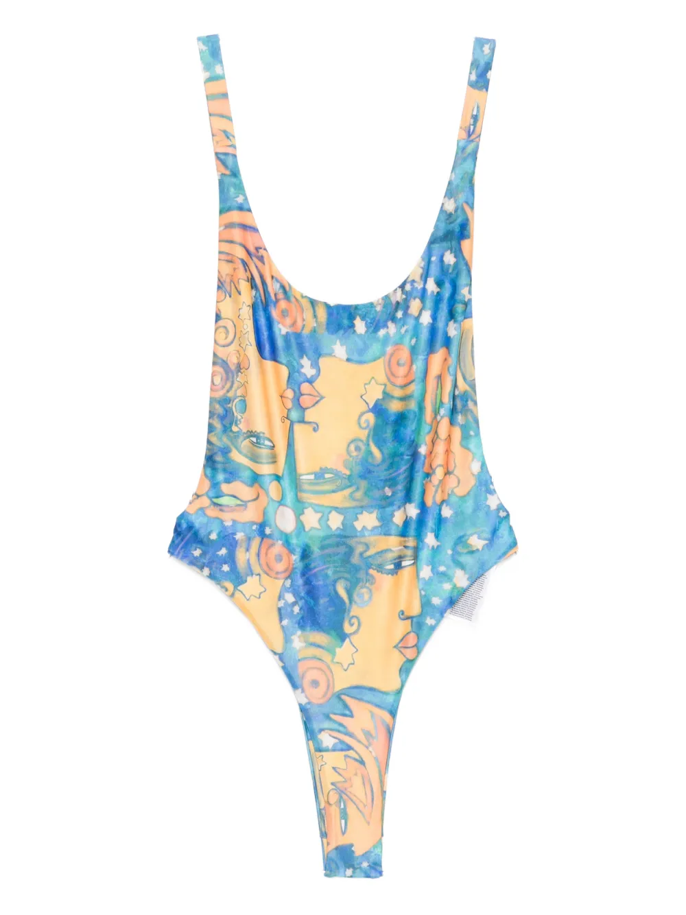 Donde Esteban El Beso Scoop-neck Swimsuit In Blue