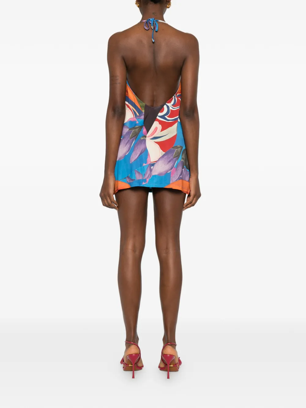 Donde Esteban Floral-print Mini Dress In Blue