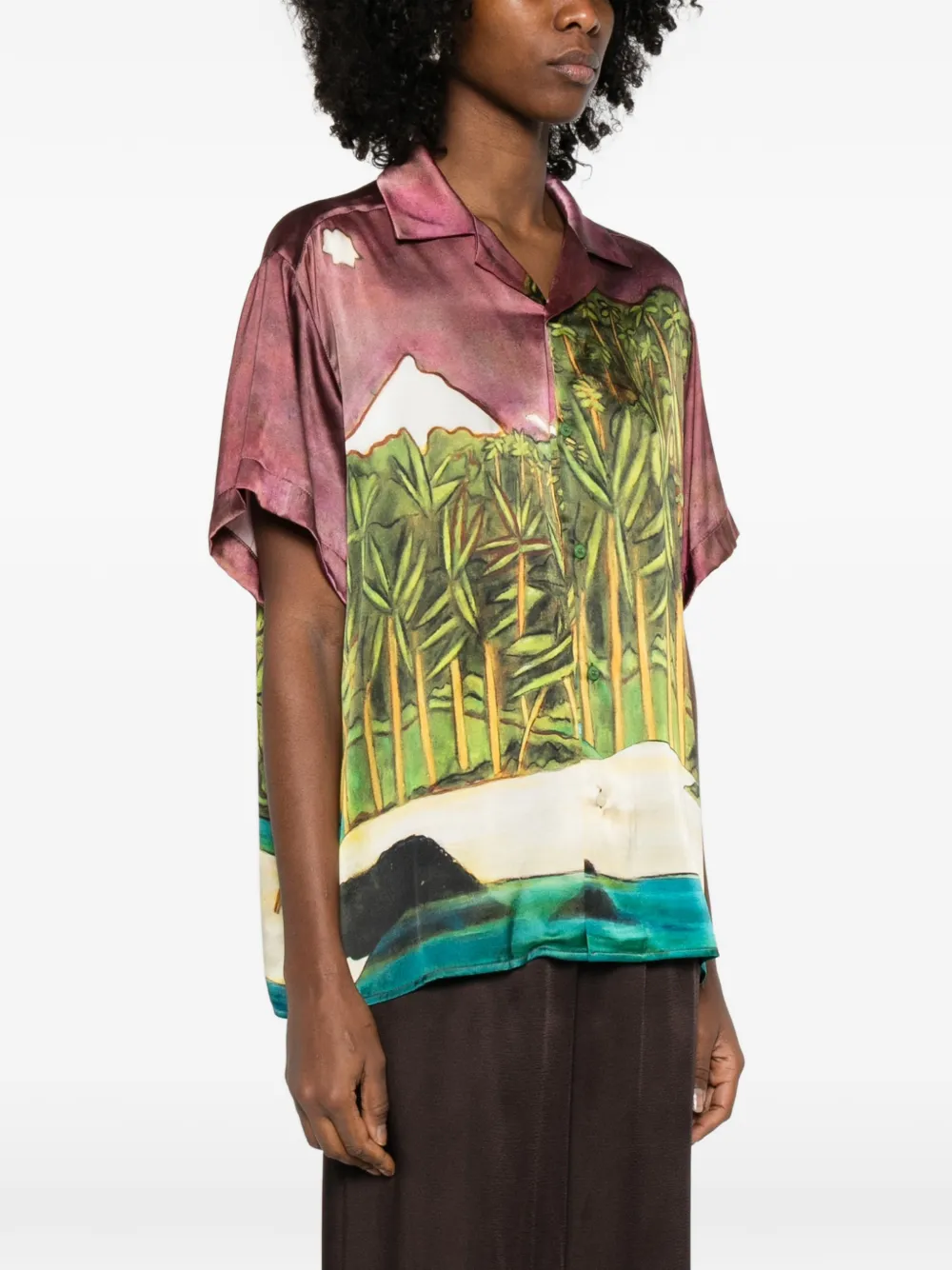 Donde Esteban La Sierra zijden blouse met print Groen