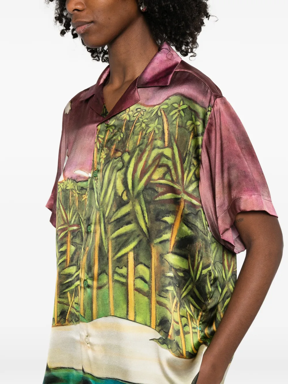 Donde Esteban La Sierra zijden blouse met print Groen