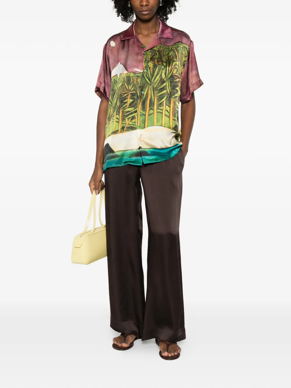 Donde Esteban La Sierra printed silk shirt - Groen