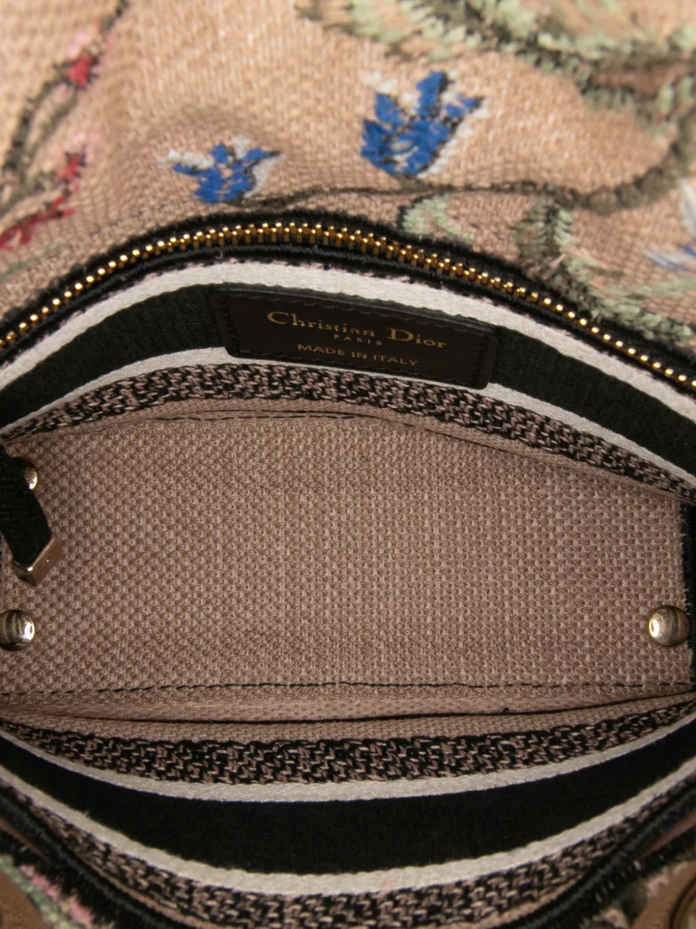 Pre-owned Dior 2023 Mini Embroidered Canvas Mille Fleurs Lady D Lite Satchel In Brown