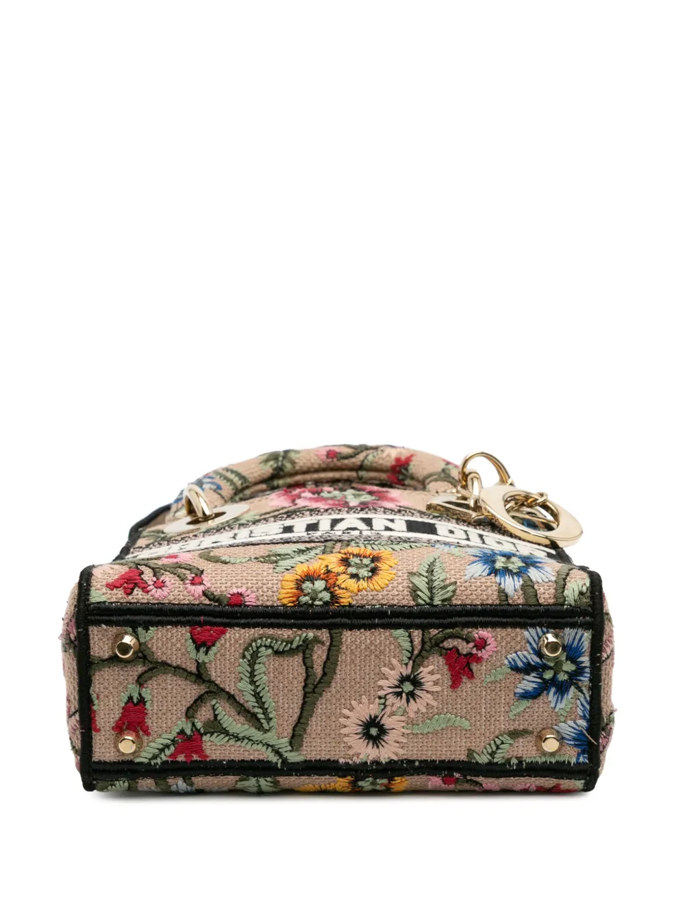 Pre-owned Dior 2023 Mini Embroidered Canvas Mille Fleurs Lady D Lite Satchel In Brown
