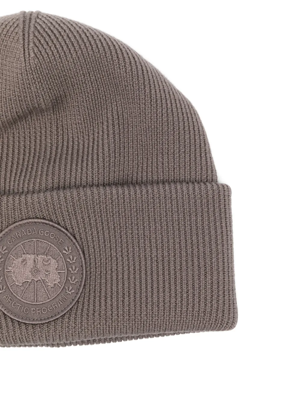 Canada Goose Ribbed Logo-patch Beanie In Brown