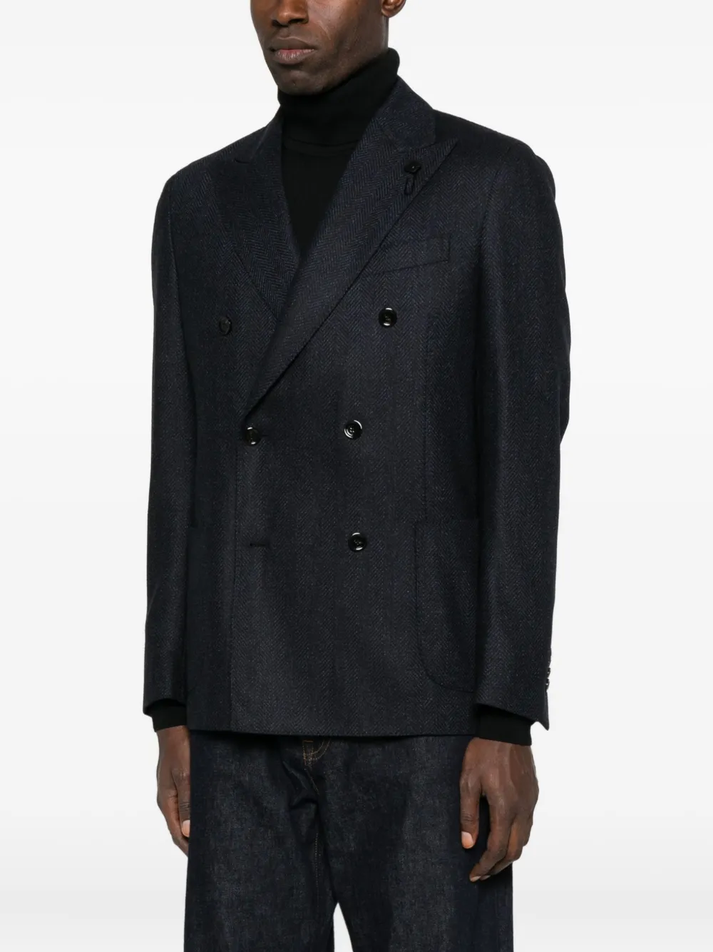 Lardini Double-breasted Blazer In Black