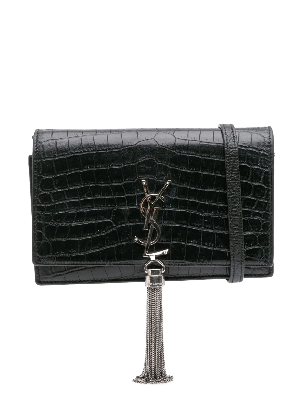 Saint Laurent Pre-Owned 2017 クロコエンボス レザー モノグラム ケイト タッセル ウォレットオンチェーン Saint Laurent Pre-Owned 2017 クロコエンボス レザー モノグラム ケイト タッセル ウォレットオンチェーン