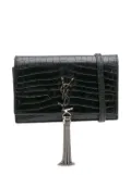 Saint Laurent Pre-Owned 2017 Croc Embossed Leather Monogram Kate Tassel Wallet on Chain crossbody bag - Black
