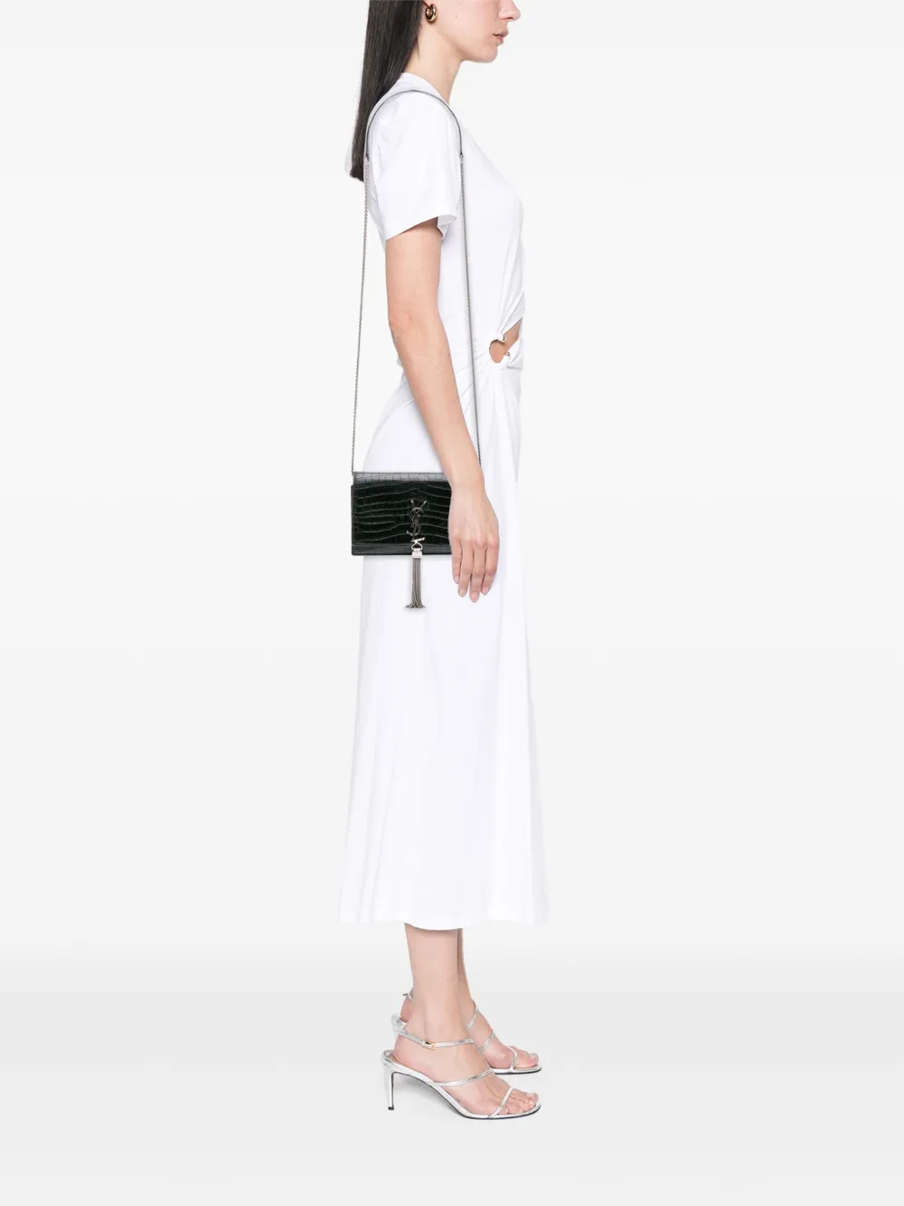 Saint Laurent Pre-Owned 2017 Croc Embossed Leather Monogram Kate Tassel Wallet on Chain crossbody bag | Pre-Owned | Image 2