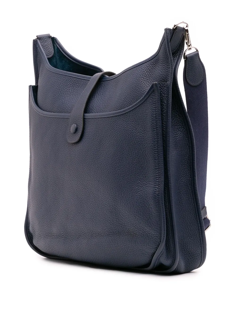 Pre-owned Hermes 2013 Clemence Evelyne Iii 33 Crossbody Bag In Blue