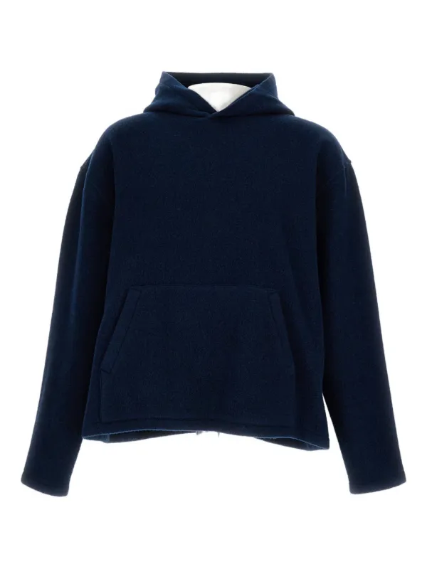 Rier Pocket Hooded Wool Sweater in Blue