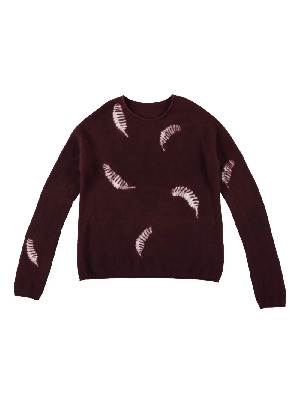 Suzusan Feather-pattern Crewneck Sweater In Brown
