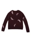 Suzusan feather-pattern crewneck sweater - Red