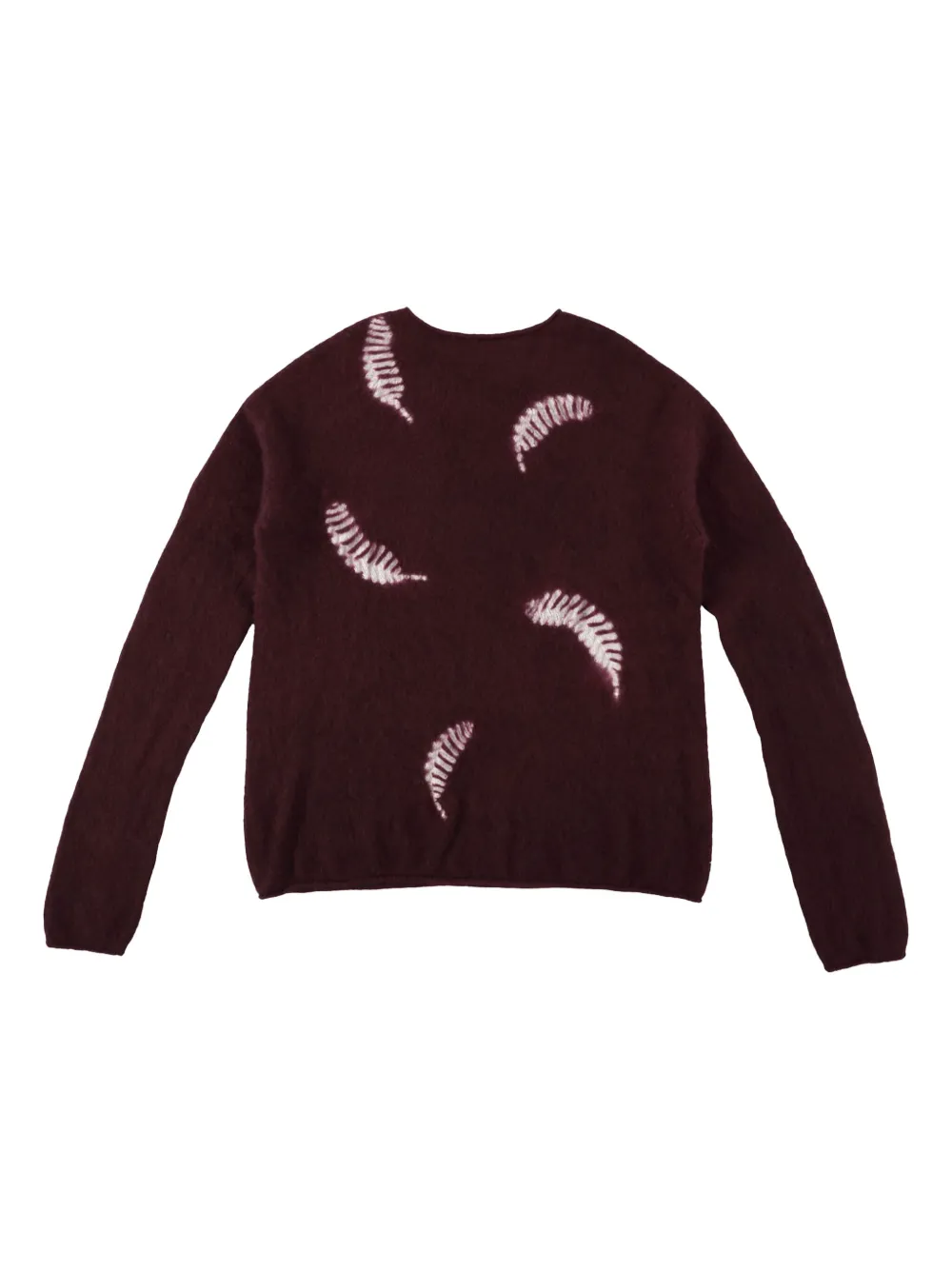 Suzusan Feather-pattern Crewneck Sweater In Brown