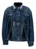 Simone Rocha pearl-embellished belted denim jacket - Blue