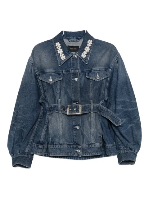 Simone Rocha pearl-embellished belted denim jacket