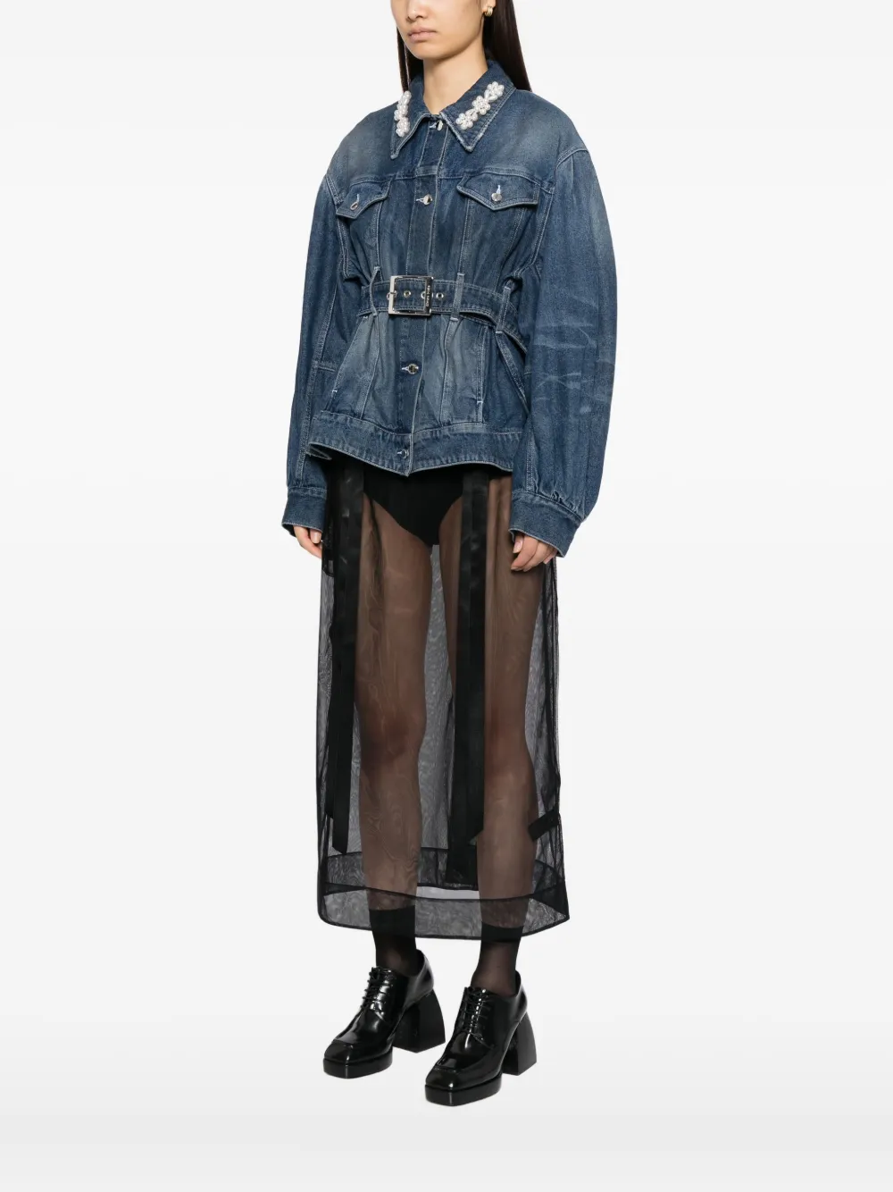 Simone Rocha パールトリム デニムジャケット | ブルー | FARFETCH JP