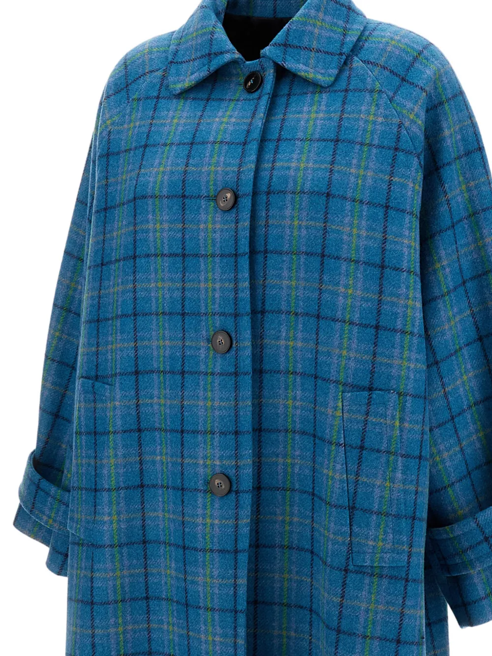 Alberto Biani Geruite jas met knopen Blauw