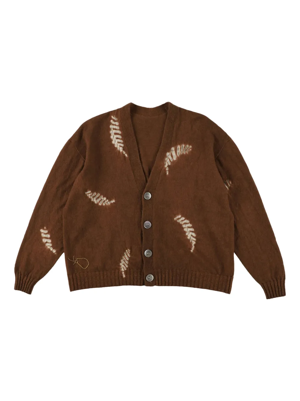 Suzusan Fern-motif Button Cardigan In Brown