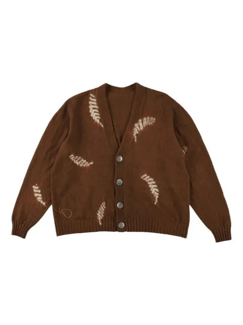 Suzusan fern-motif button cardigan