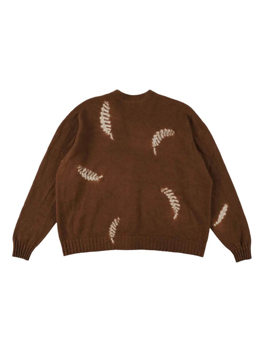 Suzusan Fern-motif Button Cardigan In Brown