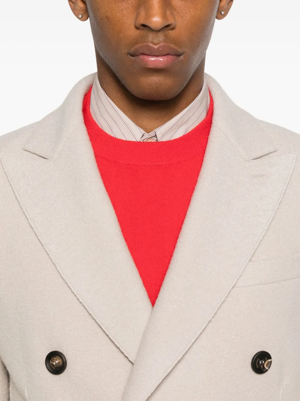 Eleventy Double-breasted Button Coat In Neutral