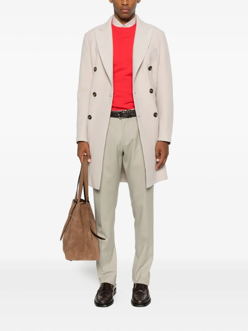 Eleventy Double-breasted Button Coat In Neutral