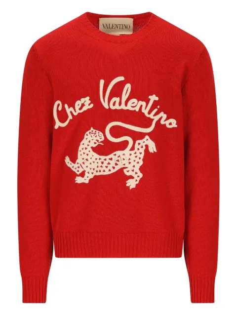 Valentino Garavani panther-embroidered wool sweater