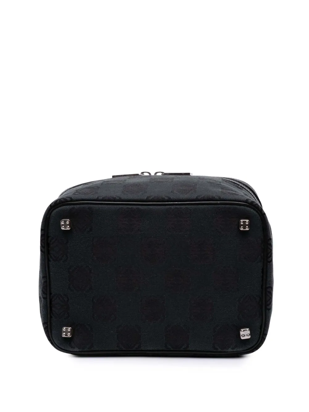 Pre-owned Loewe 2004 Anagram Canvas Case Vanity Bag In Black